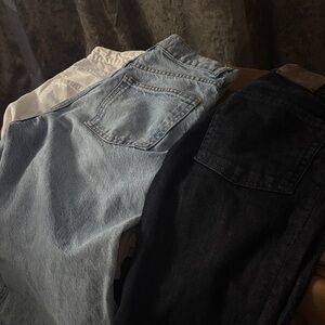 Men's Black and Light Blue Jeans
